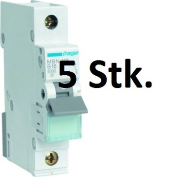 Hager Leitungsschutzschalter MBN116 ( 5 Stk.) 1pol. B-16A ...